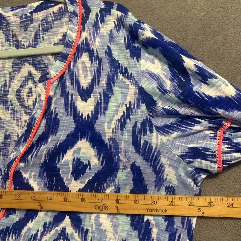 Lilly Pulitzer Kalissa Knit Tunic Top Size XL Blue Skipped a Beach Resort Preppy - Picture 8 of 10